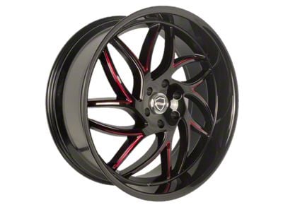 Elegance Luxury Magic Gloss Black with Candy Red Milled 6-Lug Wheel; 24x10; 24mm Offset (07-14 Yukon)