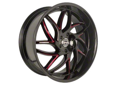 Elegance Luxury Magic Gloss Black with Candy Red Milled 6-Lug Wheel; 24x10; 24mm Offset (14-18 Sierra 1500)