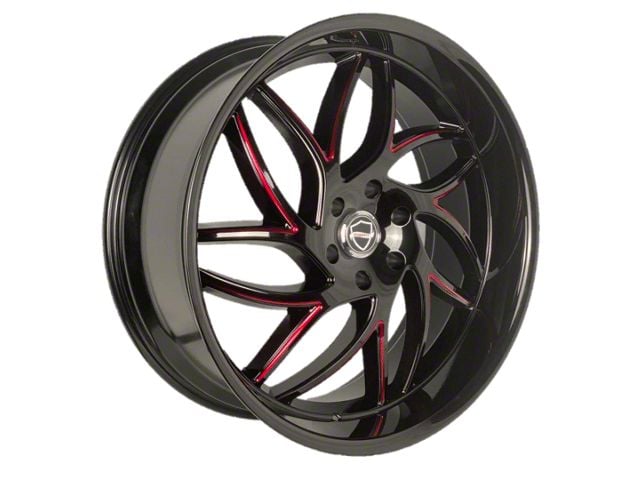 Elegance Luxury Magic Gloss Black with Candy Red Milled 6-Lug Wheel; 24x10; 24mm Offset (14-18 Silverado 1500)