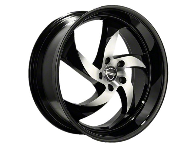 Elegance Luxury Danger Gloss Black Machine Center with Gloss Black Lip 6-Lug Wheel; 22x9.5; 24mm Offset (15-20 Tahoe)