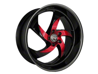 Elegance Luxury Danger Gloss Black with Candy Red Center 6-Lug Wheel; 22x9.5; 24mm Offset (23-24 Canyon)