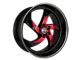 Elegance Luxury Danger Gloss Black with Candy Red Center 6-Lug Wheel; 22x9.5; 24mm Offset (19-24 RAM 1500)