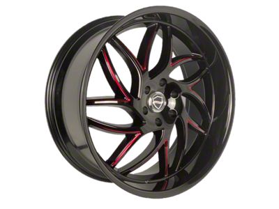 Elegance Luxury Magic Gloss Black with Candy Red Milled 6-Lug Wheel; 22x9.5; 24mm Offset (19-23 Ranger)