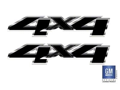 Emblems Plus 4x4 Bedside Decals; Black/Silver/Chrome (07-14 Sierra 2500 HD)