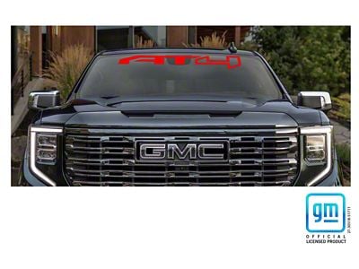 Emblems Plus AT4 Windshield Banner; Gloss Red Red (20-25 Sierra 2500 HD)