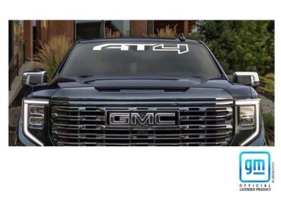 Emblems Plus AT4 Windshield Banner; Gloss White White (20-25 Sierra 2500 HD)