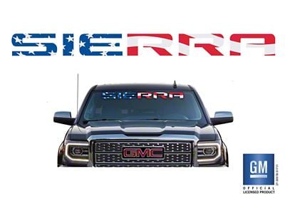 Emblems Plus SIERRA Windshield Banner; American Flag (15-25 Sierra 2500 HD)