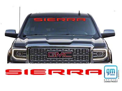 Emblems Plus SIERRA Windshield Banner; Gloss Red (20-25 Sierra 2500 HD)