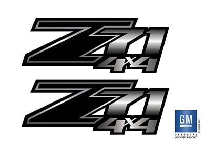 Emblems Plus Z71 4x4 Bedside Decals; Black/Silver (07-14 Sierra 2500 HD)