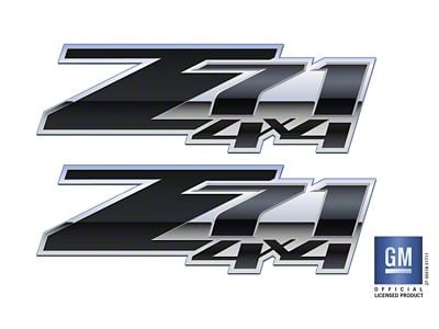 Emblems Plus Z71 4x4 Bedside Decals; Black/Silver/White (07-14 Sierra 2500 HD)