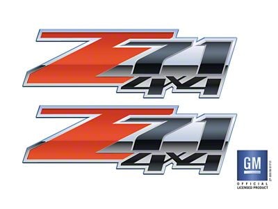 Emblems Plus Z71 4x4 Bedside Decals; Red/Silver/Black/White (07-14 Sierra 2500 HD)