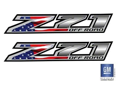 Emblems Plus Z71 Off Road Bedside Decals; American Flag (15-19 Sierra 2500 HD)