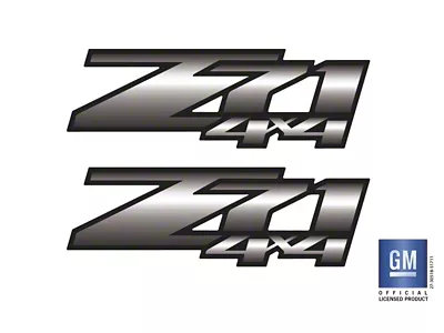 Emblems Plus Z71 4x4 Bedside Decals; Black/Silver Fade (07-14 Sierra 3500 HD)