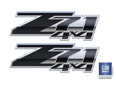 Emblems Plus Z71 4x4 Bedside Decals; Black/Silver/White (07-14 Sierra 3500 HD)