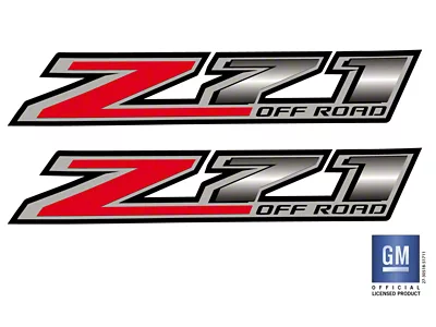 Emblems Plus Z71 Off Road Bedside Decals; Red/Silver (15-19 Sierra 3500 HD)