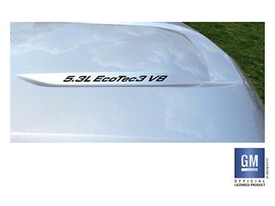 Emblems Plus 5.3L EcoTec3 V8 Hood Lettering Decals; Matte Black (19-25 5.3L Silverado 1500)