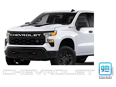 Emblems Plus Chevrolet Grille Lettering Overlay Decal Kit; White (22-25 Silverado 1500 Custom, Custom Trail Boss, WT)