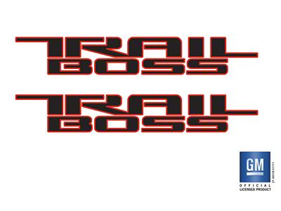 Emblems Plus TRAIL BOSS Bedside Decals; Redline/Black (19-25 Silverado 1500 Trail Boss)