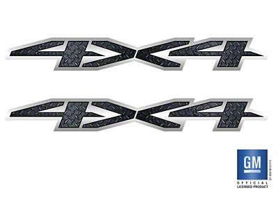 Emblems Plus 4x4 Bedside Decals; Black Diamond Plate (20-25 Silverado 2500 HD)