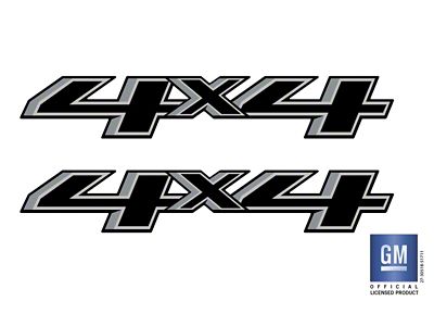 Emblems Plus 4x4 Bedside Decals; Black/Silver (15-19 Silverado 2500 HD)