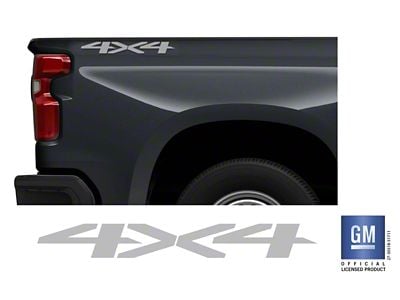 Emblems Plus 4x4 Bedside Decals; Silver (20-25 Silverado 2500 HD)