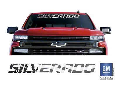 Emblems Plus SILVERADO Windshield Banner; Black/Gray American Flag (15-25 Silverado 2500 HD)