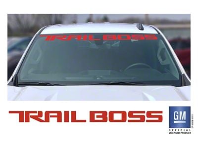 Emblems Plus TRAIL BOSS Windshield Banner; Gloss Red (20-25 Silverado 2500 HD)