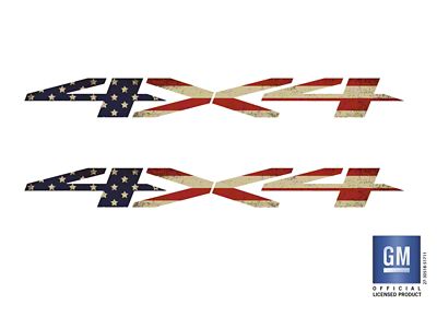 Emblems Plus 4x4 Bedside Decals; American Flag (20-25 Silverado 3500 HD)