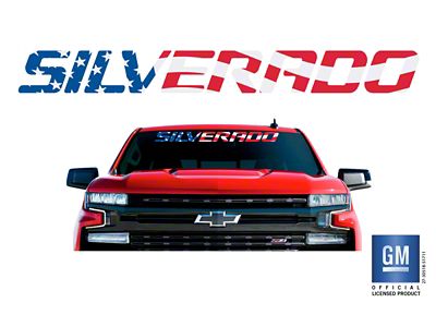 Emblems Plus SILVERADO Windshield Banner; American Flag (15-25 Silverado 3500 HD)