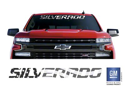 Emblems Plus SILVERADO Windshield Banner; Black/Gray American Flag (15-25 Silverado 3500 HD)