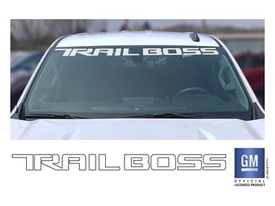 Emblems Plus TRAIL BOSS Windshield Banner; Gloss White (20-25 Silverado 3500 HD)