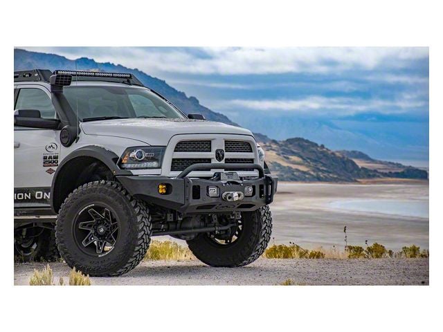 Expedition One Ultra Front Bumper with Integrated Winch Solenoid Center Section for Extended Flares; Bare Metal (10-18 6.7L RAM 2500)