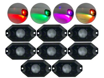 Extreme LED RGB LED Rock Light Kit; 8-Pack (Universal; Some Adaptation May Be Required)