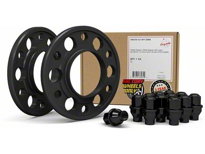 1/2-Inch Billet Aluminum 6-Lug Wheel Spacer and 7/8-Inch ET Acorn Black Lug Nut Kit (15-25 F-150)