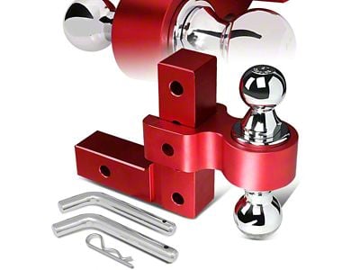 2-Inch Receiver Hitch Adjustable Dual-Ball Mount; 6-Inch Drop; Red (Universal; Some Adaptation May Be Required)