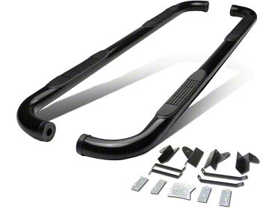 3-Inch Round Side Step Bars; Black (01-03 F-150 SuperCrew)