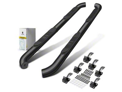 3-Inch Round Side Step Bars; Black (15-24 F-150 SuperCrew)