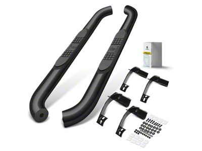 3-Inch Round Side Step Bars; Black (15-24 F-150 Regular Cab)