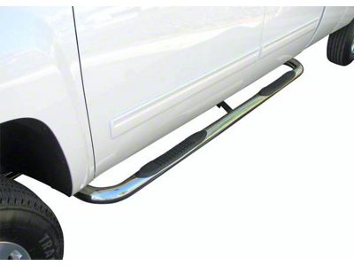 3-Inch Round Side Step Bars; Stainless Steel (15-24 F-150 Regular Cab)