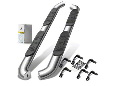 4-Inch Oval Bent Side Step Bars; Chrome (15-24 F-150 SuperCrew)