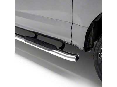 4-Inch Oval Side Step Bars; Stainless Steel (15-24 F-150 SuperCrew)
