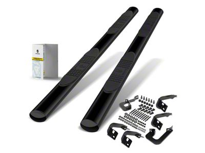 4-Inch Oval Straight Side Step Bars; Black (09-14 F-150 SuperCrew)