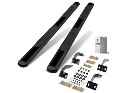 4-Inch Oval Straight Side Step Bars; Black (99-03 F-150 SuperCab)