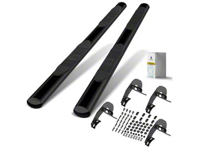 4-Inch Oval Straight Side Step Bars; Black (04-08 F-150 SuperCrew)