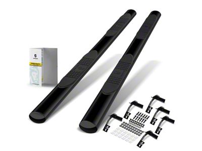 4-Inch Oval Straight Side Step Bars; Black (15-24 F-150 SuperCrew)