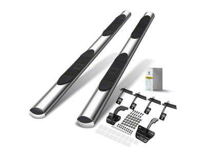 4-Inch Oval Straight Side Step Bars; Chrome (15-25 F-150 SuperCrew)