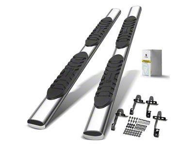 5-Inch Oval Straight Side Step Bars; Chrome (04-08 F-150 SuperCrew)