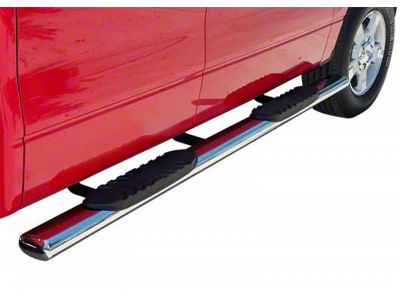 5-Inch Straight Oval Side Step Bars; Stainless Steel (09-14 F-150 SuperCrew)