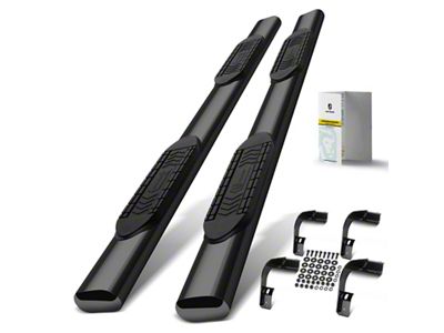 6-Inch Oval Straight Side Step Bars; Black (15-25 F-150 SuperCab)