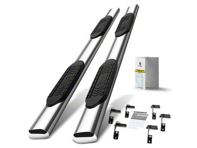 6-Inch Oval Straight Side Step Bars; Chrome (15-24 F-150 SuperCrew)